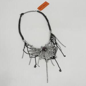 Betsey Johnson Spider Web Bib Statement Necklace Halloween NEW